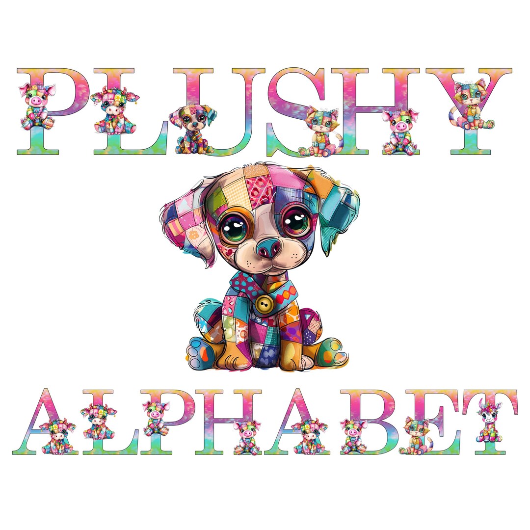 Plushy Alphabet Clipart Scrapbooking Digital Set Printable Paper ...