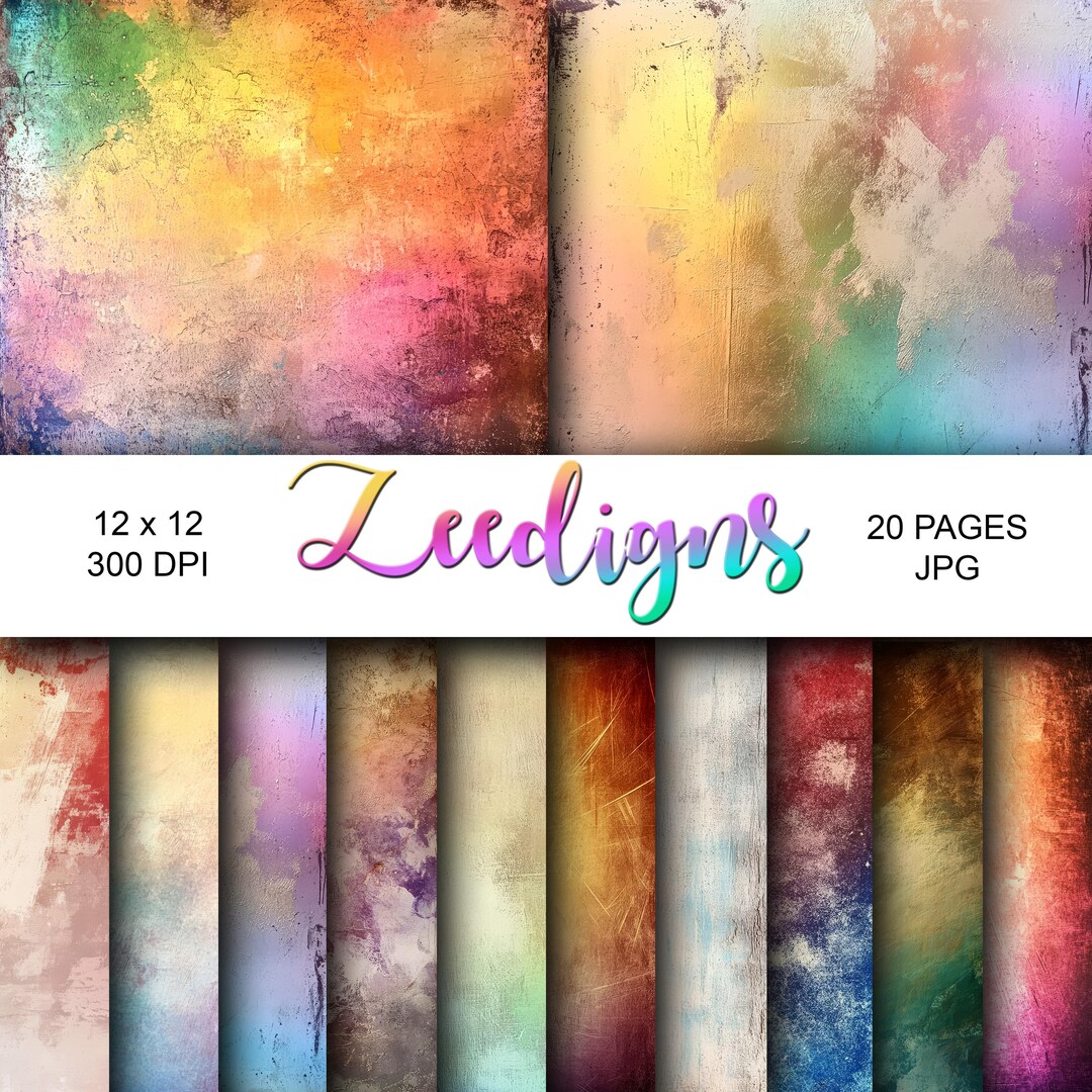 Rainbow Distressed Paper Digital Scrapbook Printable Digital Paper ...