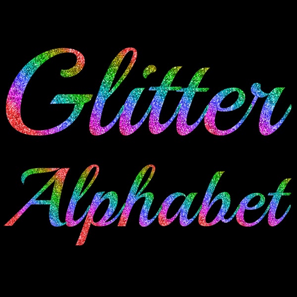Rainbow Glitter Alphabet Clipart Scrapbooking Digital Set Printable Paper | Digital Paper | Rainbow | Colorful | Digital Paper | Shiney