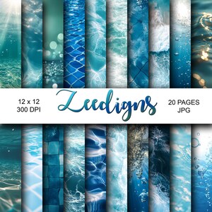 Water  2 Digital Scrapbook Printable Paper | Digital Paper | Water | Ocean | Surface | Lake | Sparkly | Digital Paper | Pool |