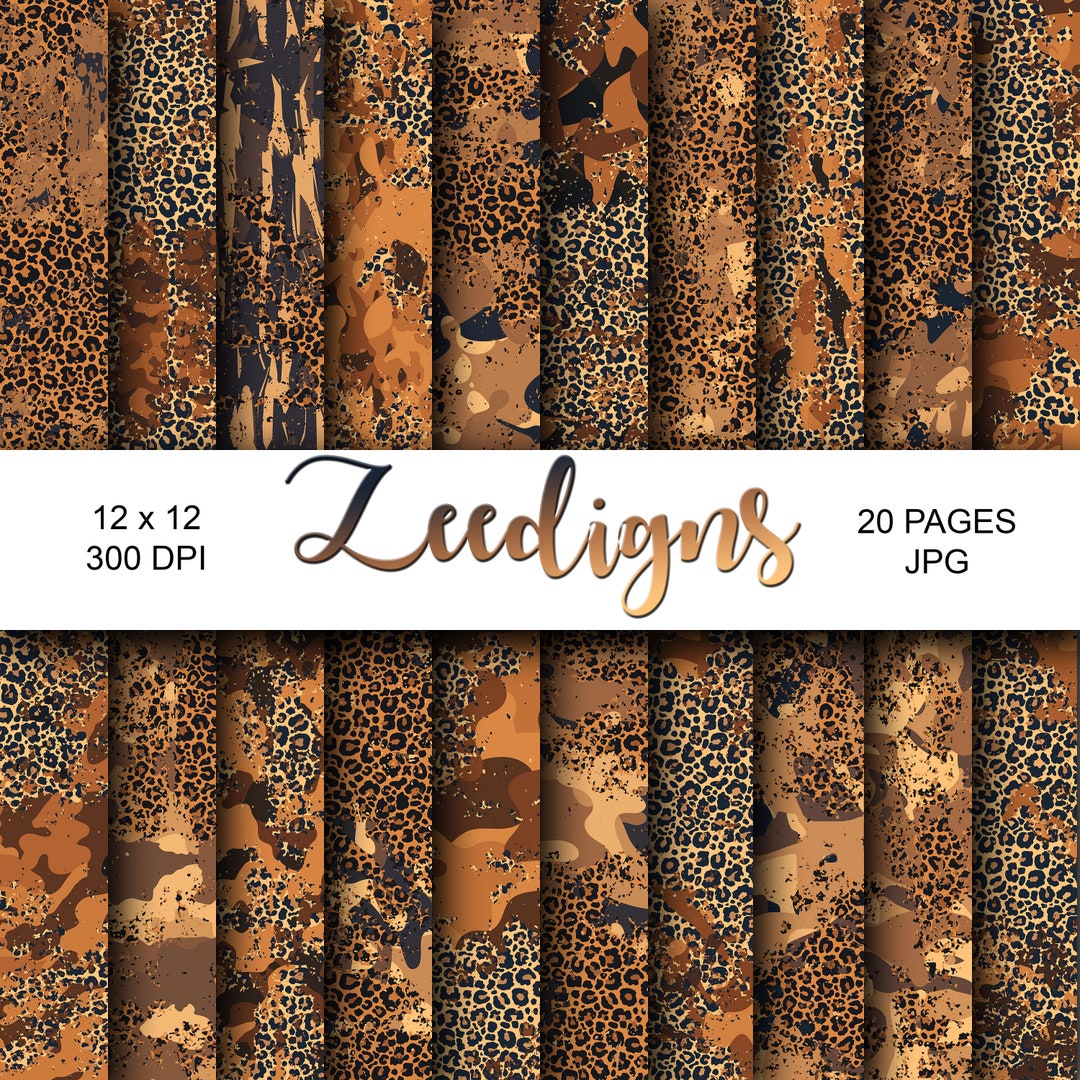 Camouflage Desert and Leopard Brown Digital Scrapbook Printable Paper ...