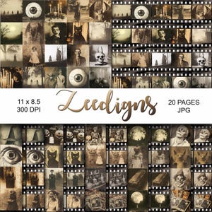 Halloween Vintage Photo Strips Junk Journal Printable Pages, Ephemera, Vintage People, Bullet Journals, Scrapbook, Images and Photos