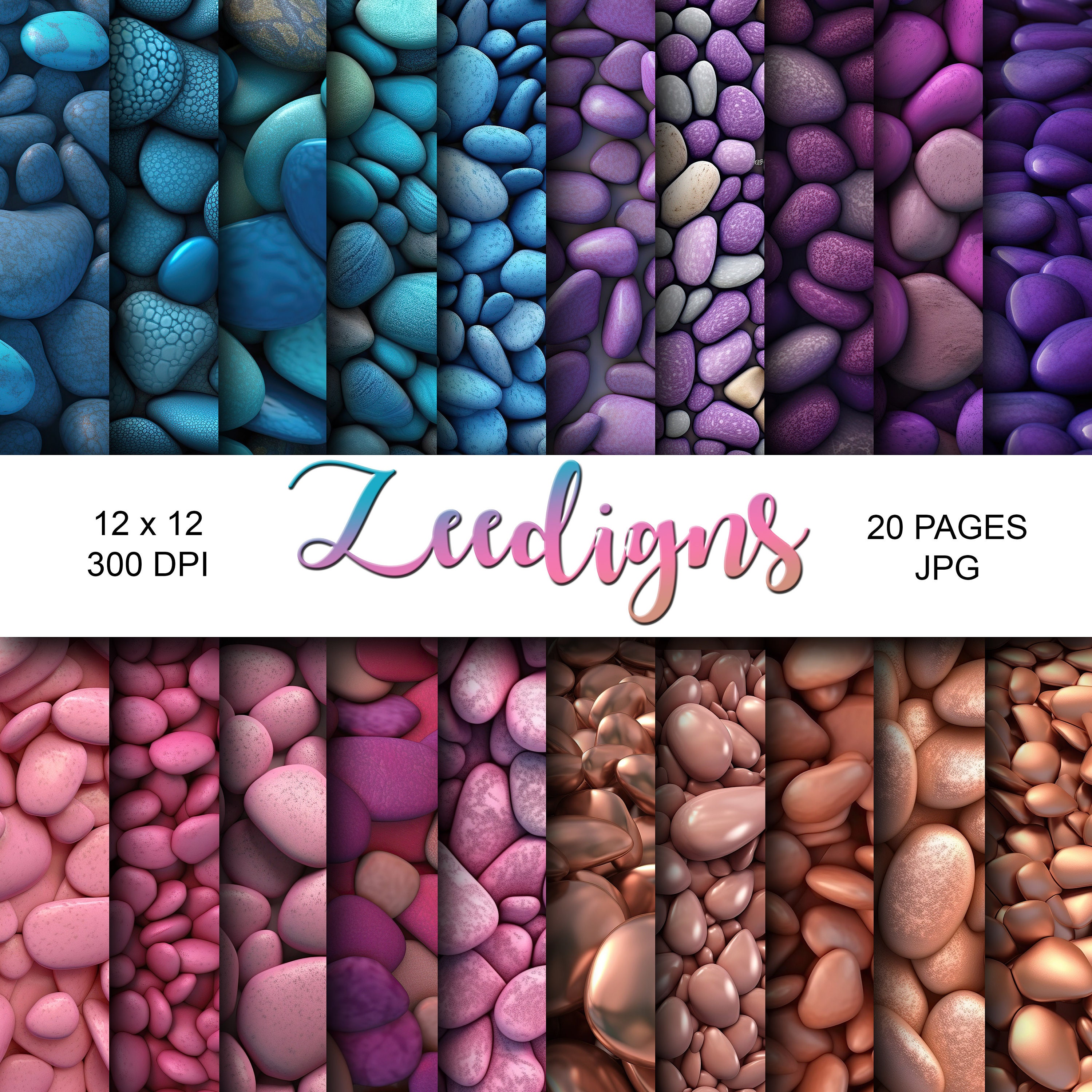 Pebbles Digital Scrapbook Printable Paper | Digital Paper | Stones ...
