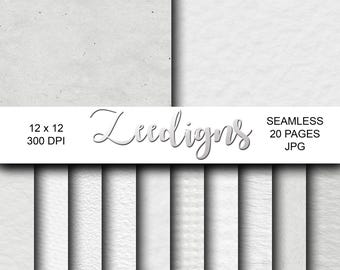 May include: A set of 20 seamless white paper texture digital papers. Each paper is 12 inches by 12 inches and 300 DPI. The papers are perfect for adding a subtle texture to your digital designs.