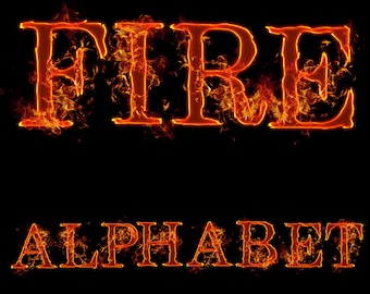 Fire Alphabet 2 Clipart Scrapbooking Digital Set Printable Paper | Fire | Burning | Flames | Lava | Hot |