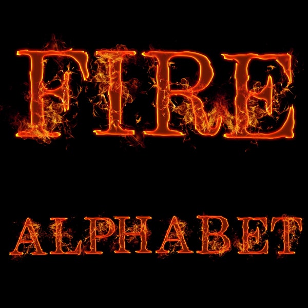 Fire Alphabet 2 Clipart Scrapbooking Digital Set Printable Paper | Fire | Burning | Flames | Lava | Hot |