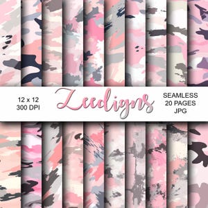 Light Pink Camouflage Seamless Pink Digital Scrapbook Printable Paper | Digital Paper | Camo Pattern | Military | Army | Marines | Girl