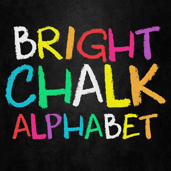 Bright Chalk Alphabet Clipart Scrapbooking Digital Set Printable Paper | Digital Paper | Kids | Children | Kids Writing | Chalkboard |