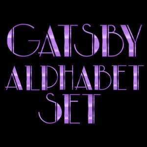 Purple Gatsby Alphabet Clipart Scrapbooking Digital Set Printable Paper | Art Deco | 1930s | 1920s | Purple | Sparkly | Digital Paper |