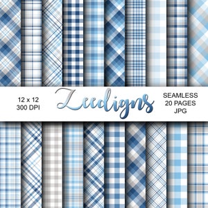 Griechenland blau kariert nahtloses digitales Sammelalbum bedruckbares Papier | Digital | blau kariert | Gingham Muster | Babyblau | grau | Männer | Jungs