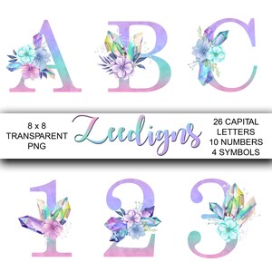 Crystals Alphabet Clipart Scrapbooking Digital Set Printable Paper ...