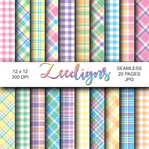 Pastel Plaids Seamless Digital Scrapbook Printable Paper | Digital Paper | Easter | Spring Plaids | Soft Plaids | Colorful | Plaid Pattern