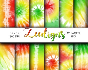Rasta Tie Die Cyfrowy papier do scrapbookingu do druku | Papier cyfrowy | Jednorożec | Syrena | Hippie | Wzory | Boho | Papier cyfrowy | Jamajka