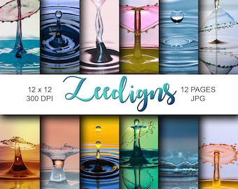 Water Drops Digital Scrapbook Printable Paper | Digital Paper | Water | Ocean | Surface | Lake | Sparkly | Digital Paper | Pool |