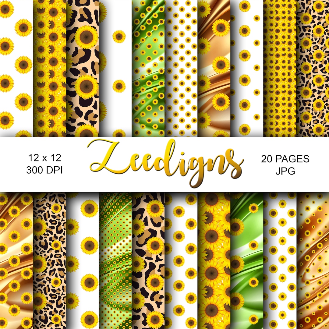 Sunflower Digital Scrapbook Printable Paper | Digital Paper | Sun ...