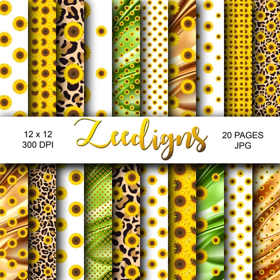 Sunflower Digital Scrapbook Printable Paper Digital Paper | Etsy