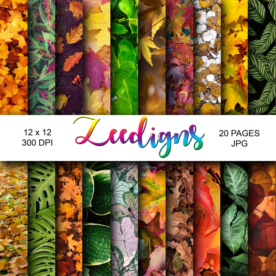 Leaves Digital Scrapbook Printable Paper Digital Paper - Etsy