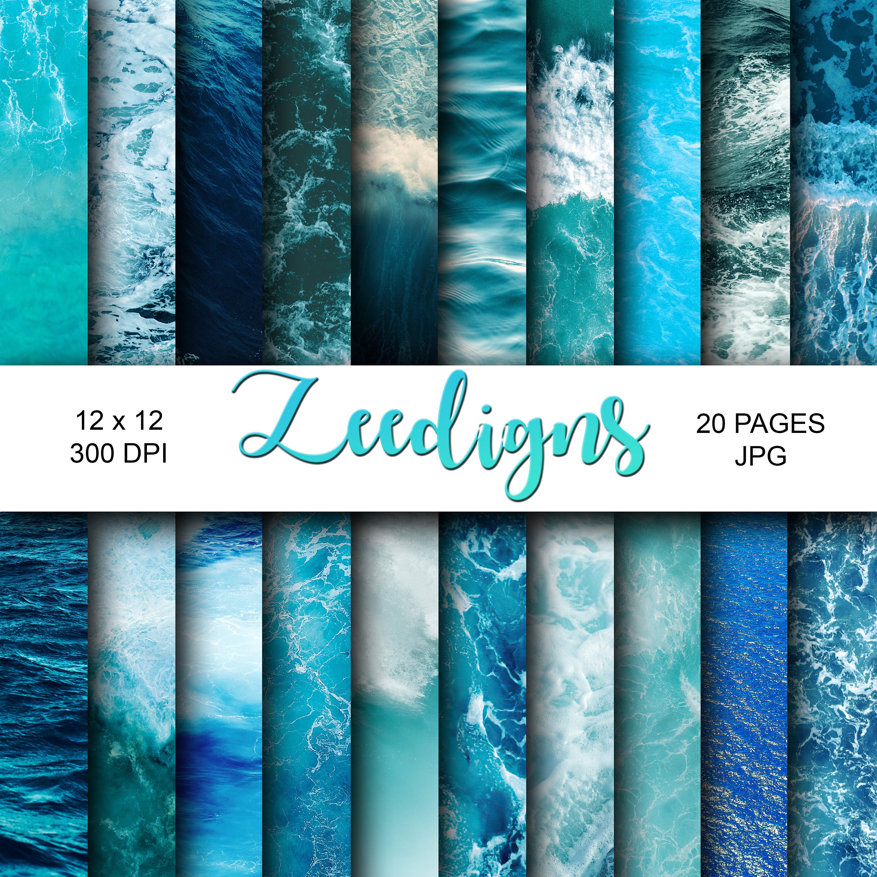 Ocean Water Digital Scrapbook Printable Paper | Digital Paper | Water ...