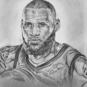 LeBron James 10x15 graphite and charcoal print