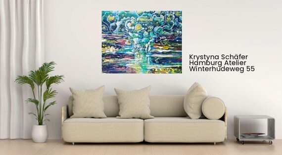 Handgemalte Originale Unikat Abstrakte Acrylic Pouring Malerei auf Leinwand