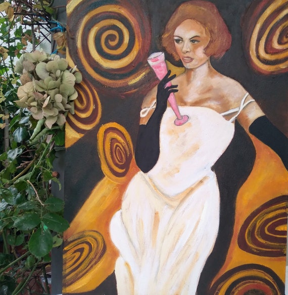 Originale Moderne Handgemalte Ölgemälde einer Frau im Weiß auf Leinwand