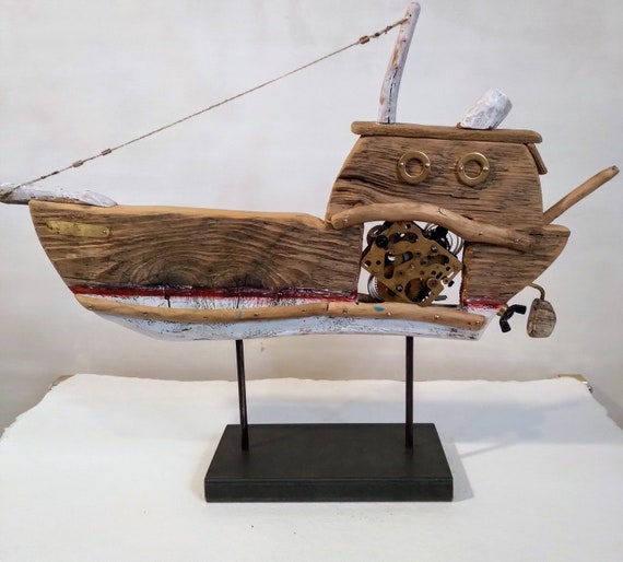 Original Natural Handmade Large Ship Product from Driftwood