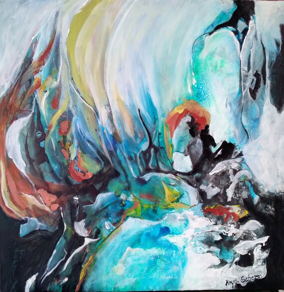 Original Abstract Modern Surrealist Acrylic Paintings on Canvas