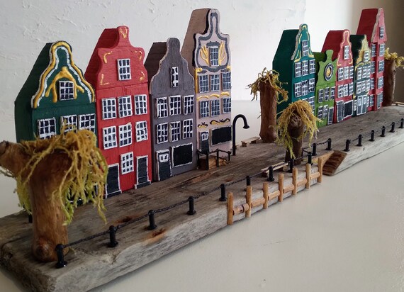 Large Original Unique Decorative Amsterdam Houses made of Driftwood