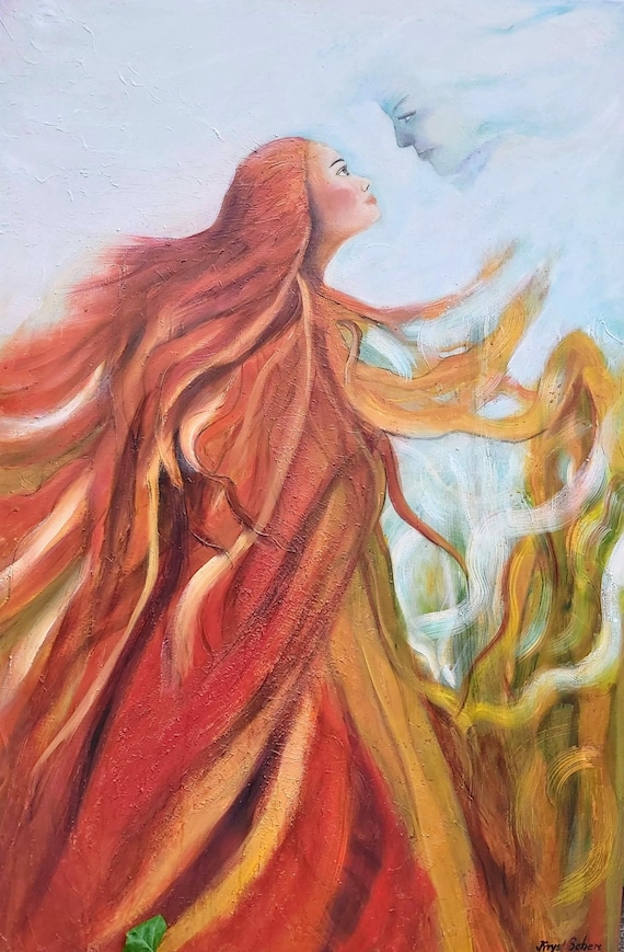 Originale Handgemalte  Strukturierte Surrealistische Ölgemälde  auf Leinwand