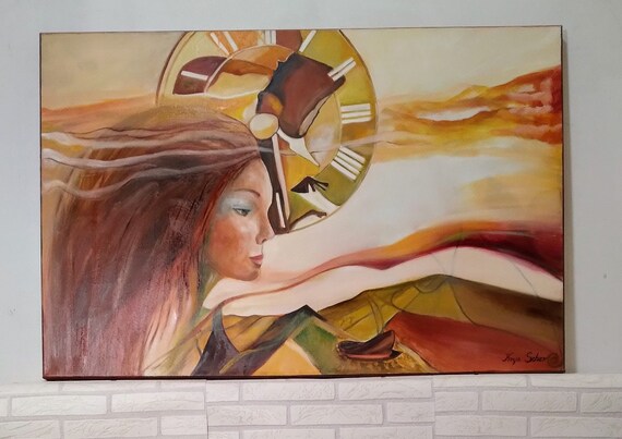 Originale Handgemalte Surrealistische Strukturierte Ölgemälde auf Leinwand