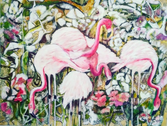 Orginale Große Flamingos Poster  Fototapete auf Fotopapier