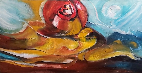 Originale Handgemalte Strukturierte Surrealistische Ölgemälde auf Leinwand