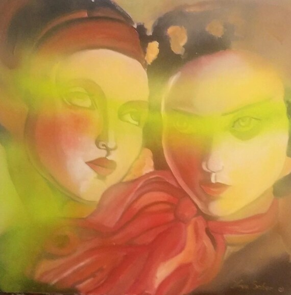 Original Abstract Pop Art Lempicka painting on Alu-Dibond plate ready to hang