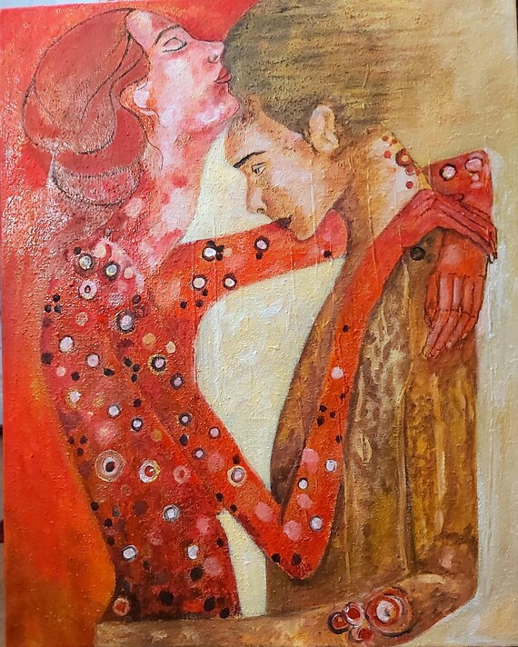 Originale Moderne Abstrakte  Ölgemälde Tango Paar auf grobem Leinwand
