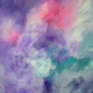 Original Modern Purple Turquoise Abstract Acrylic Paintings on Canvas