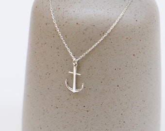 Delicate Anchor Pendant Necklace for Men and Women | Handmade Sterling Silver Anchor Necklace | Gift for Women, Men