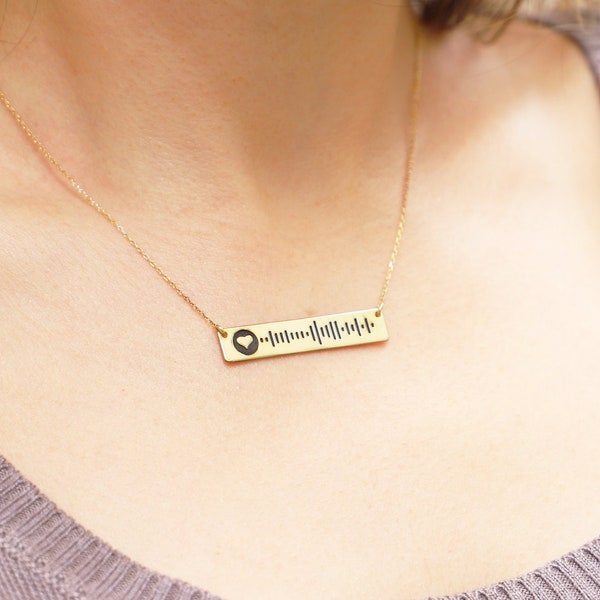 Custom Scannable Music Code Necklace | Engraved Album Song Code Bar Necklace | Gifts for Women | Birthday Gifts | Christmas Gifts