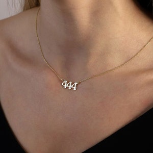 Tiny Angel Number Necklace, Gold Dainty Lucky Mens necklace, 111, 222, 333, 444, 555, 666, 777, 888, 999, Gifts for Her, Christmas Gifts