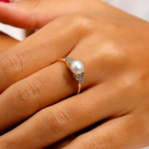 Pearl Ring with June Birthstone
