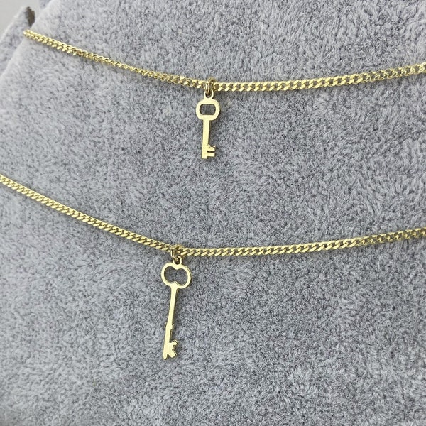 Tiny Gold Key Necklace, Dainty Cute Key of Love Necklace,Valentines Day Gift for Her/Him, Gifts for Her, Christmas Gifts