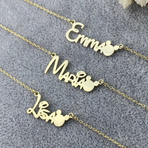 Custom Unique Cartoon Name Necklace | Gold Dainty Cute Baby Name Necklace | Personalized Animated Jewelry | Birthday, Christmas Gifts