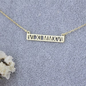 Dainty Custom Initial, Date Gold Bar Necklace | Cute Personalized Couple, Friendship Necklace | Gifts for Her