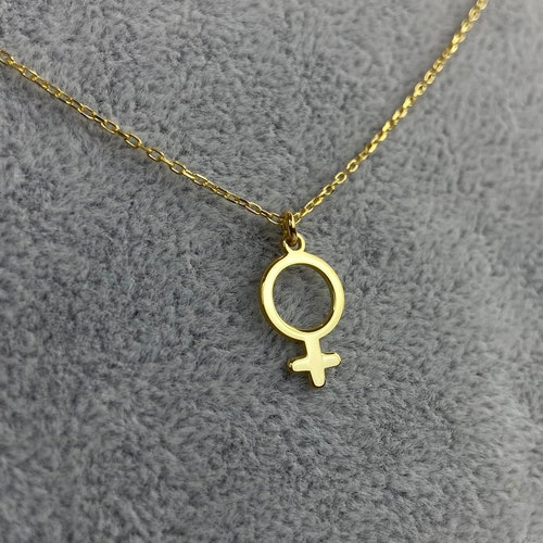 Tiny Female Symbol Necklace Gold Venus Symbol Necklace Etsy