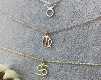 Dainty Zodiac Sign Gold Pendant Necklace | Custom Zodiac Gemini Silver Necklace | Gifts for Her