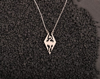 Silver Dragon Necklace | Pendant Skyrim Necklace | Mythical Dragon Dainty Necklace | Cosplay Necklace | Wild Dragon Necklace | Game Gift