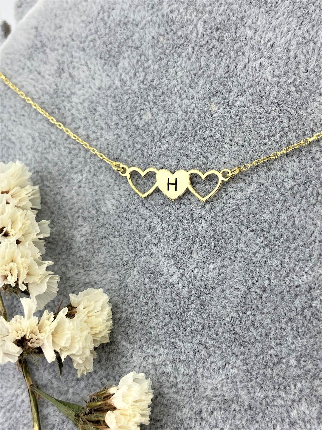 Half heart initial necklace Clearance