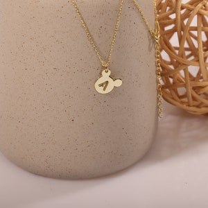 Pendant Mickey Head Initial Necklace | Custom Gold Letter Cartoon Necklace | Unique Jewelry for Women | Birthday Gifts | Anniversary Gifts