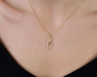 koreanische Liebe K-Pop Halskette | Finger-Herz-Halskette | Anhänger Gold Herz Halskette | Handmade Einzigartige Schmuck für Frauen | Danke Geschenk