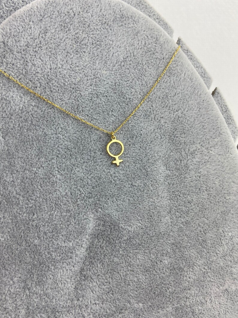 Tiny Female Symbol Necklace Gold Venus Symbol Necklace Etsy