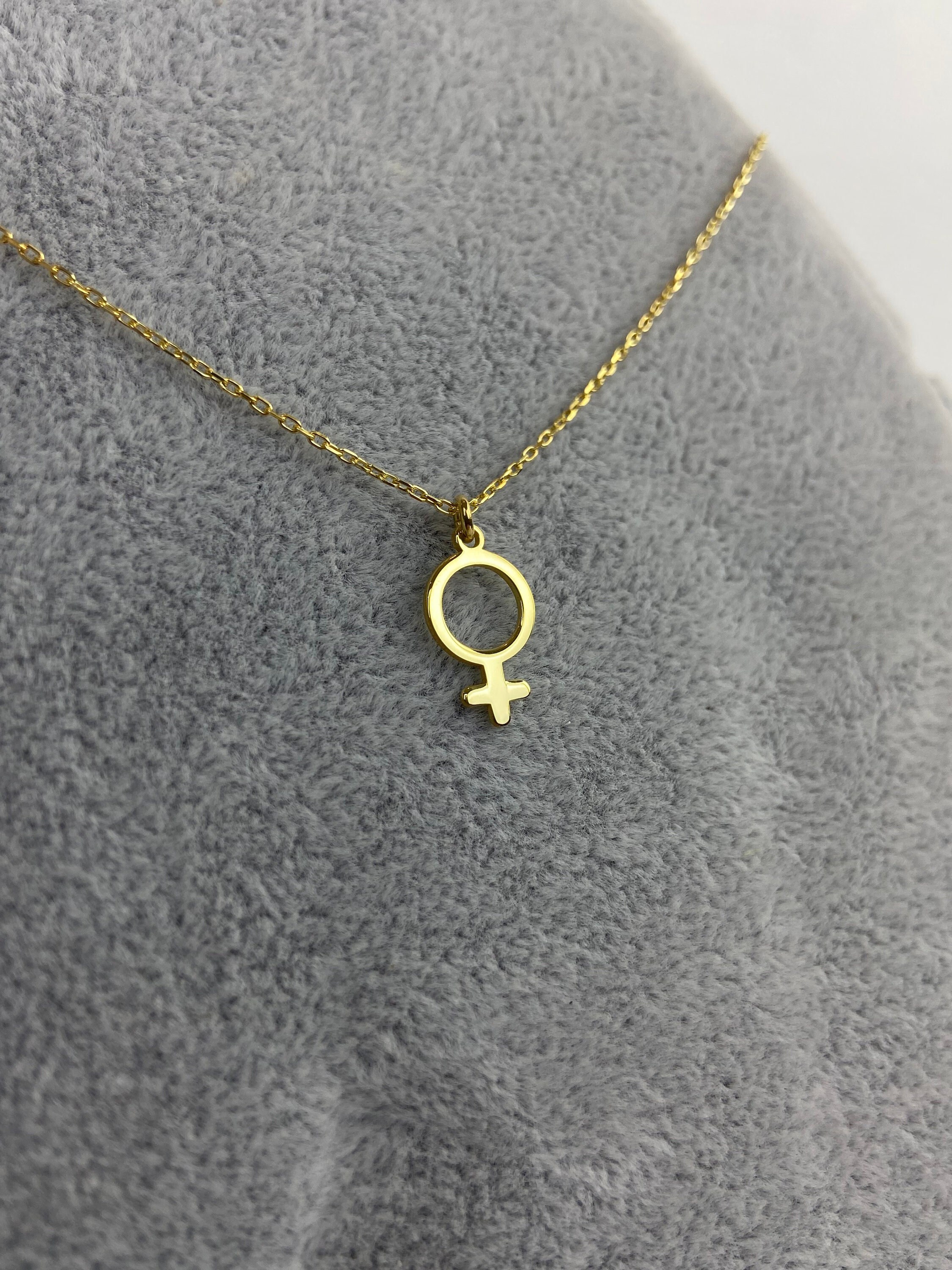 Tiny Female Symbol Necklace Gold Venus Symbol Necklace Etsy